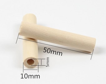 1/10 Stück 50mm Extra Große Holzperlen Für Schmuckherstellung, Makramee Holzperlen Großes Loch 5mm, Lange Röhrenperlen