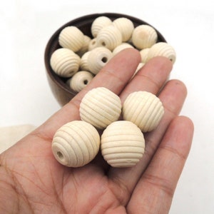 1/10/30Pc 12/18mm Big Macrame Beads For Jewelry Making, 3mm Large Hole Wood Color Beads, Bulk Wooden Beads Hive Shaped For Home Decor