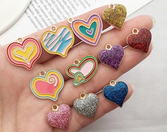 50Pcs 20mm Assorted Heart Pendant For DIY Jewelry Making, Metal Love Charms For Necklace, Earrings Or Bracelets, Zink Alloy Dangle Charms