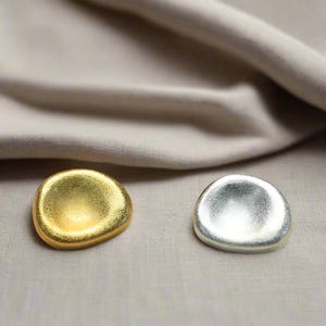 Gold or Silver Shank Buttons for Coats | Organic Shape, Large Metal Buttons (20mm, 25mm, 30mm)