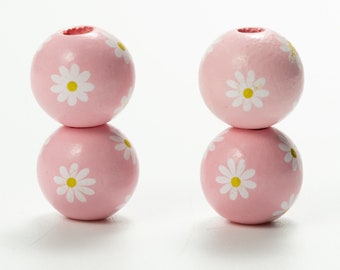 Whaline 230-teiliges Set Boho Holzperlen Mit Gänseblümchen – 16-20 Mm, 4 Farben, Für DIY Schmuck & Deko
