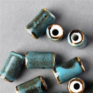 10 pezzi 16 mm grandi perline in ceramica per la creazione di gioielli, perline in macramè a forma di cilindro con foro grande da 3,6 mm, grandi perline di argilla sciolte colori unici