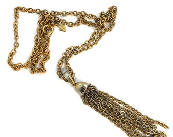 Sarah Coventry Vintage Tassel Necklace: Gold Tone Costume Jewelry -N47