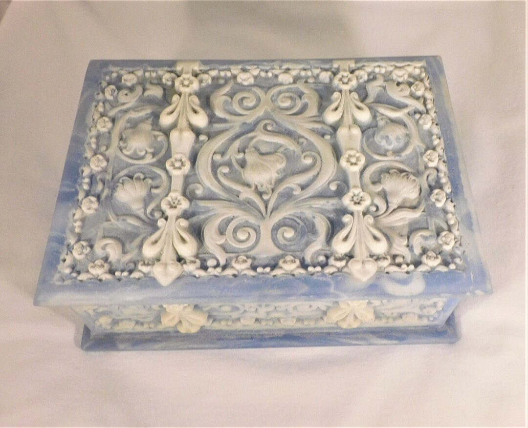 Vintage Incolay Stone Jewelry Box Rectangular Hinged Lid Etsy