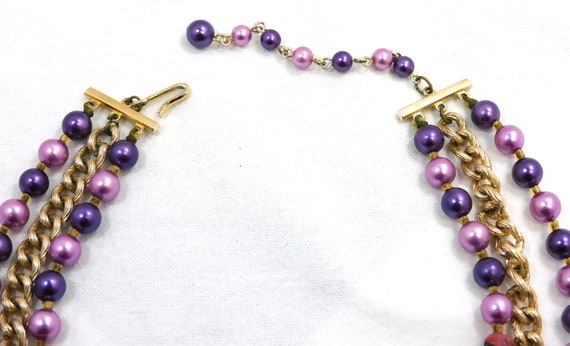 Vintage MCM 3 Strand Necklace & Clip Earring Set … - image 5