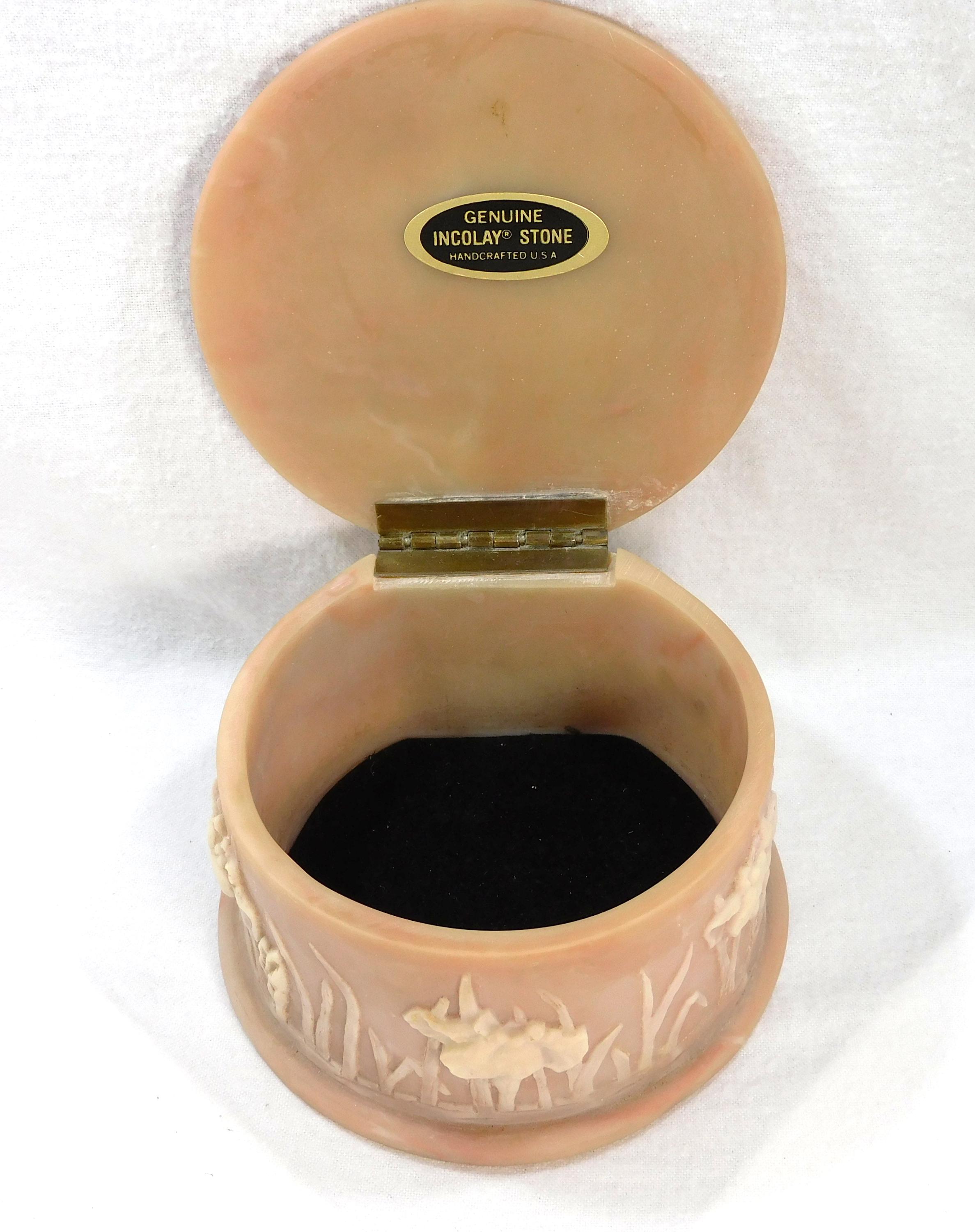 Vintage Incolay Jewelry Box: Cream Iris Design, 1970s Vanity Decor - Etsy