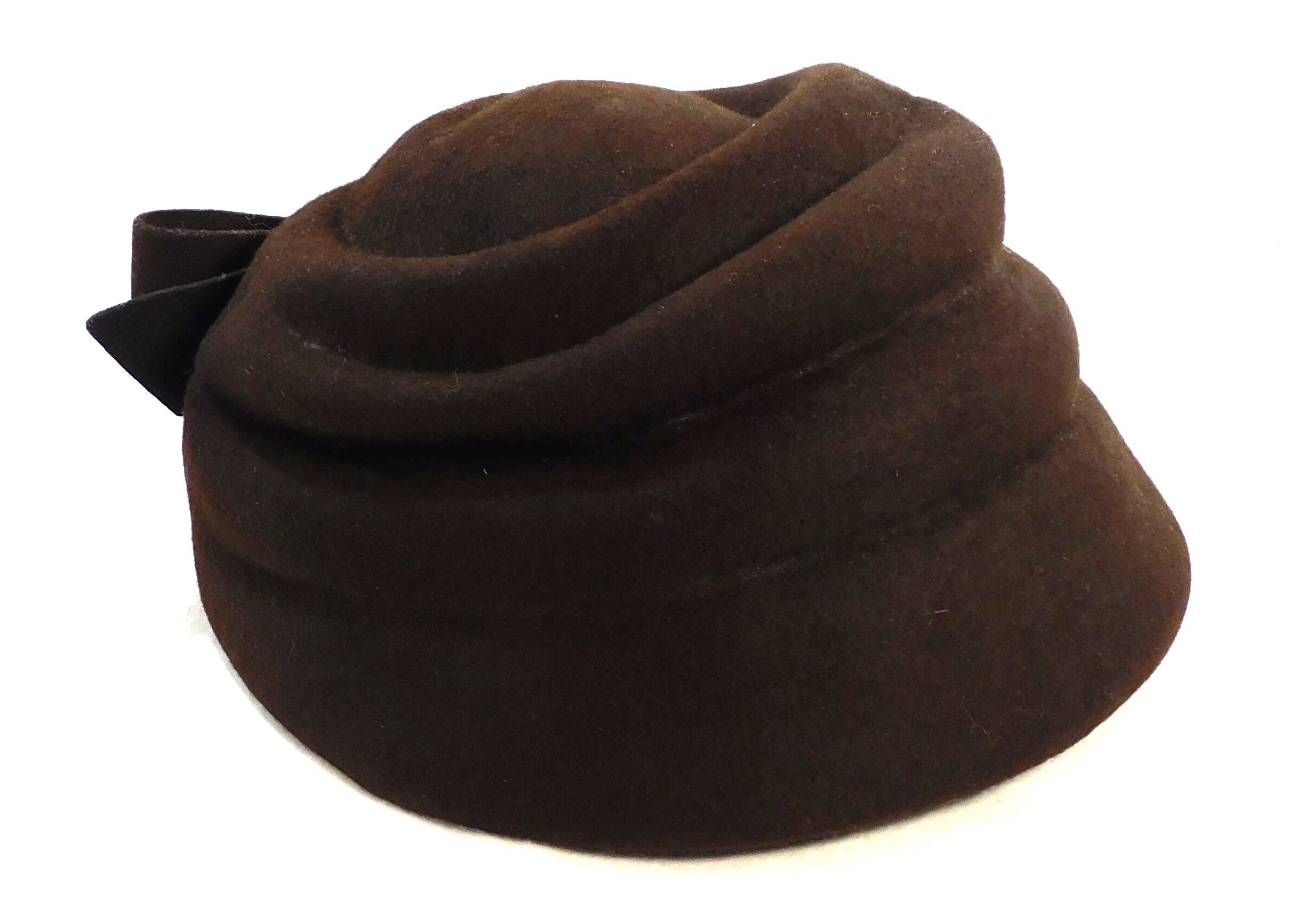 Vintage Newman Brown Wool Bonnet Hat: 1940s Millinery With 