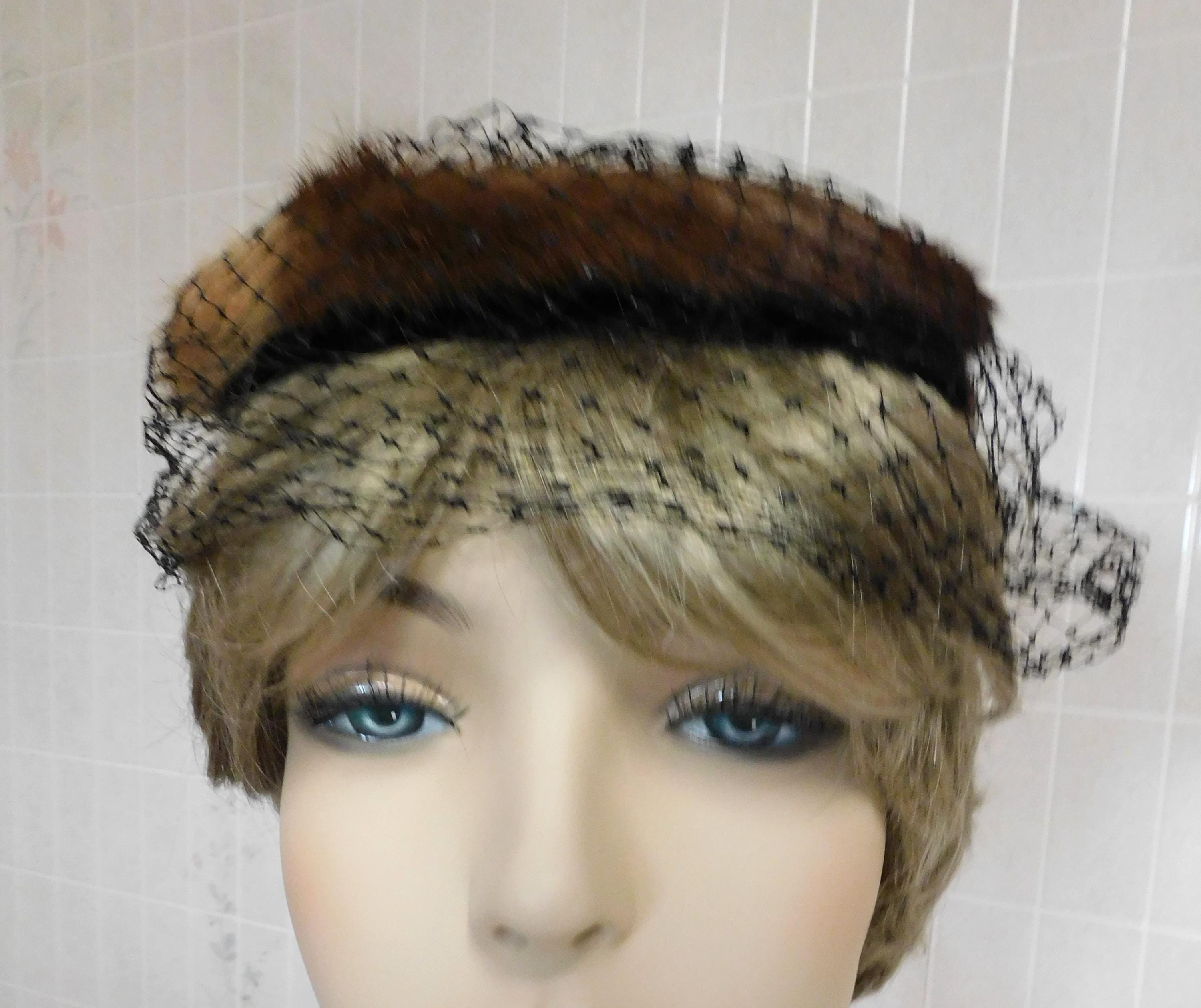 Ladies Vintage Hat With Mink Fur, Netting & Black Velvet Bow Mink Net Vintage Hats for Women for sale | eBay main image 2