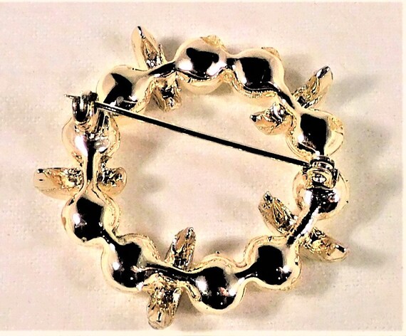 Vintage MCM Brooch Pin 10 Faux Pearls & 5 Rhinest… - image 5