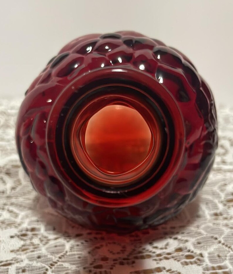 Vintage Wheaton Ruby Red Glass Fire Extinguisher Bottle Embossed Bowl