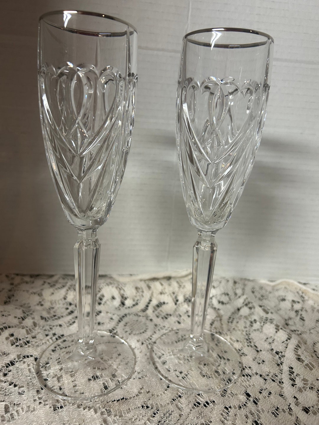 Champagne Flutes Romance Collection Hearts MARQUIS WATERFORD CRYSTAL