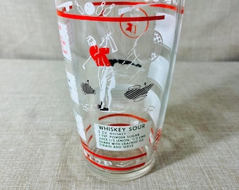 Vintage 1950's Sports Themed Cocktail Shaker Glass