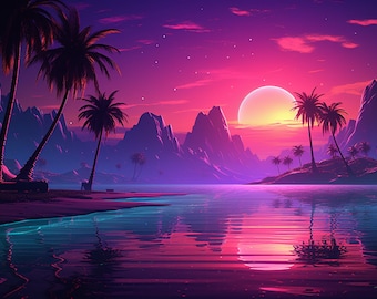 Desktop Hintergrund | Desktop Hintergrund | Synthwelle | Retro | Digitale Tapete | Spielen | Computer Hintergrundbilder | 1080p 1440p 4k