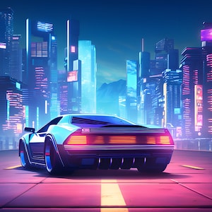 Cyberpunk Car in Night City Wallpaper for Desktop & Laptop in 4K