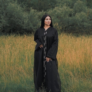 Abaya for women, Dubai black Abaya, Handmade beading, Fancy abaya, Islamic clothing, Black Organza Abaya