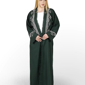 Dubai linen abaya set, Open front Abaya,  fancy women abaya, Islamic clothing