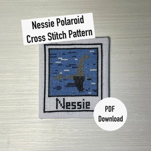 Nessie Polaroid Cross Stitch Polaroid Loch Ness Monster Artwork Cryptid Artwork Cult Monster Decor Horror Gift Cryptozoology Cryptidcore