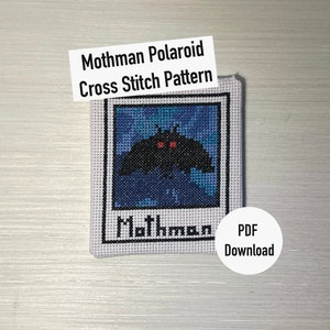 Mothman Polaroid Cross Stitch Pattern Mothman DIY Cross Stitch Mothman Cross-Stitch Pattern Cryptid Cross Stitch Legend Monster Cross Stitch