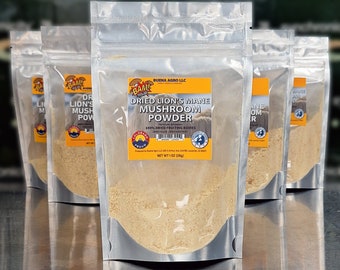 Premium 1 oz (28g) Slow-Dried Lion's Mane Fine-Powdered Fruiting Bodies - Boost Your Recipes with the power of Nature! Fine Lion Mane Powder