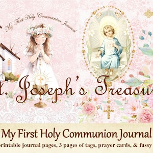 Erste Heilige Kommunion, Andenken, Gebetsjournal, Sakrament Journal, Junk Journal, Collage Papierhandwerk, Printable, katholisch, Eucharistie