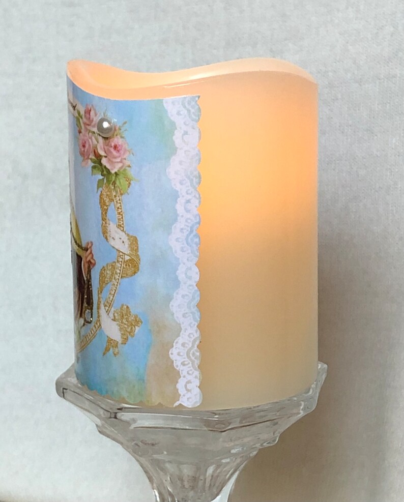 Our Lady of Mt. Carmel Flameless Votive Candle, Prayer Candle, LED