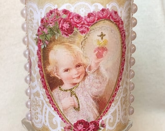 Divine Child Jesus Valentine Flameless Votive Candle, Prayer Candle, LED Candle, Catholic Gift, Christian Gift, Nightlight, Vintage Jesus