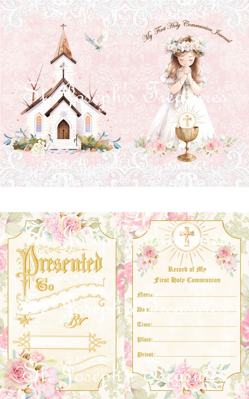 First Communion Program Paper First Holy Communion Keepsake Prayer Journal, Sacrament Journal, Junk ...