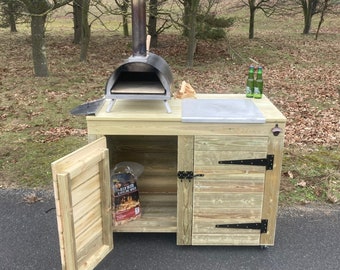 Pizza table with build in storage cupboards / Outdoor drinks bar with built in storage cupboards