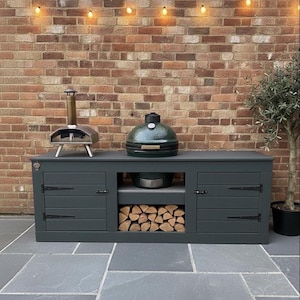Kamado Grill, BGE Table, Twin Cupboard Storage, Outdoor BBQ Station