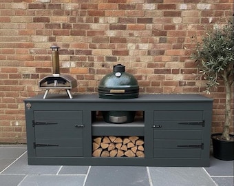 Kamado Grill, BGE Table, Twin Cupboard Storage, Outdoor BBQ Station