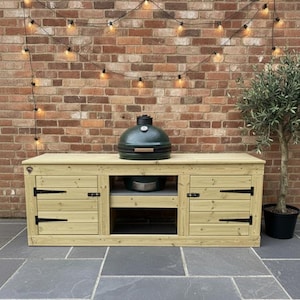 Kamado Grill, BGE Table, Twin Cupboard Storage, Outdoor BBQ Station image 3