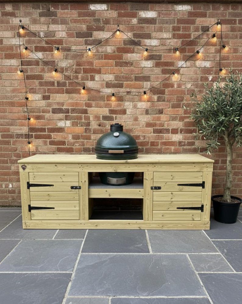 Kamado Grill, BGE Table, Twin Cupboard Storage, Outdoor BBQ Station image 3