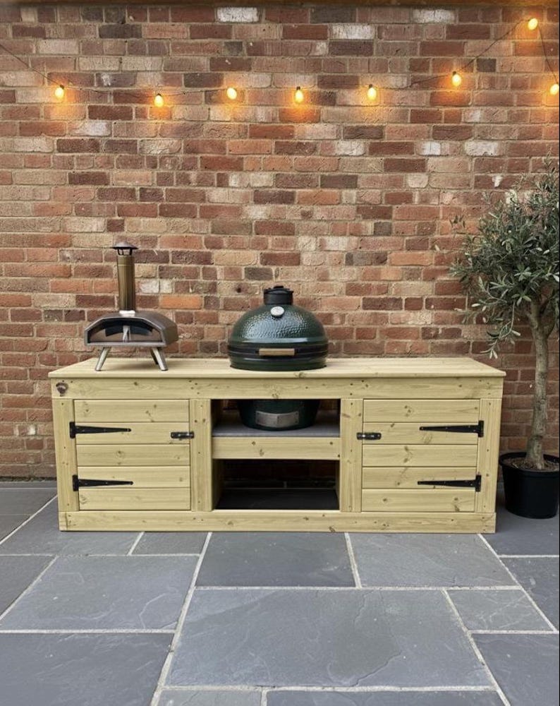 Kamado Grill, BGE Table, Twin Cupboard Storage, Outdoor BBQ Station image 6