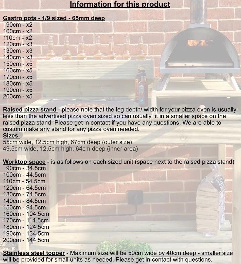 Outdoor pizza kitchen suitable for most ovens/ pizza table/ pizza oven table/ pizza oven kitchen/ outdoor serving table/ pizza oven stand. image 4