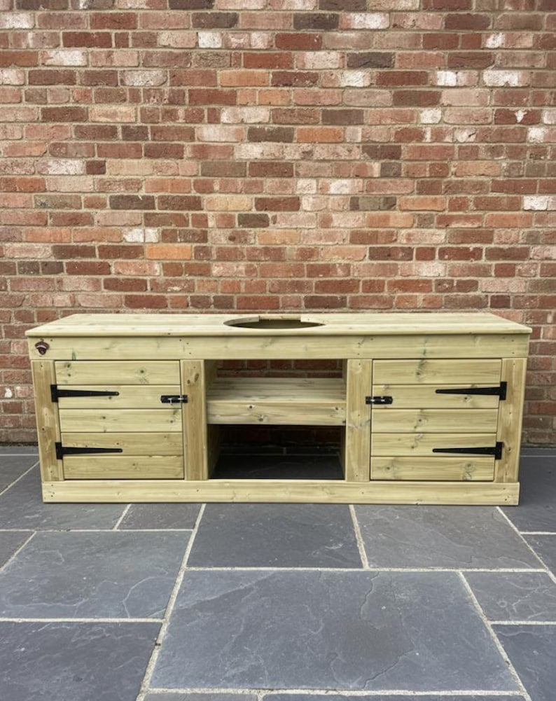 Kamado Grill, BGE Table, Twin Cupboard Storage, Outdoor BBQ Station image 7