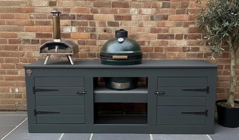 Kamado Grill, BGE Table, Twin Cupboard Storage, Outdoor BBQ Station image 2