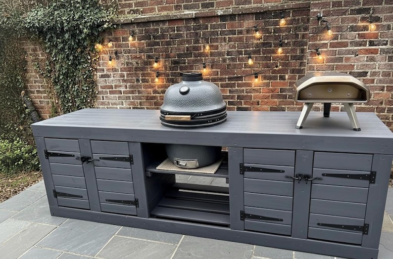 Kamado Grill, BGE Table, Twin Cupboard Storage, Outdoor BBQ Station image 4