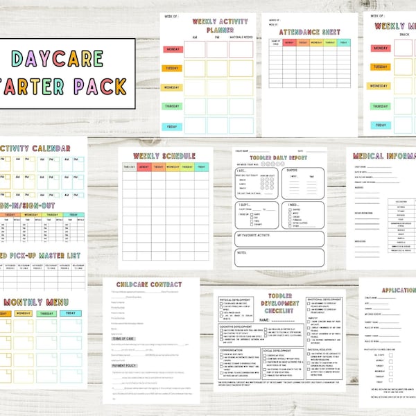 Home Daycare Forms Etsy