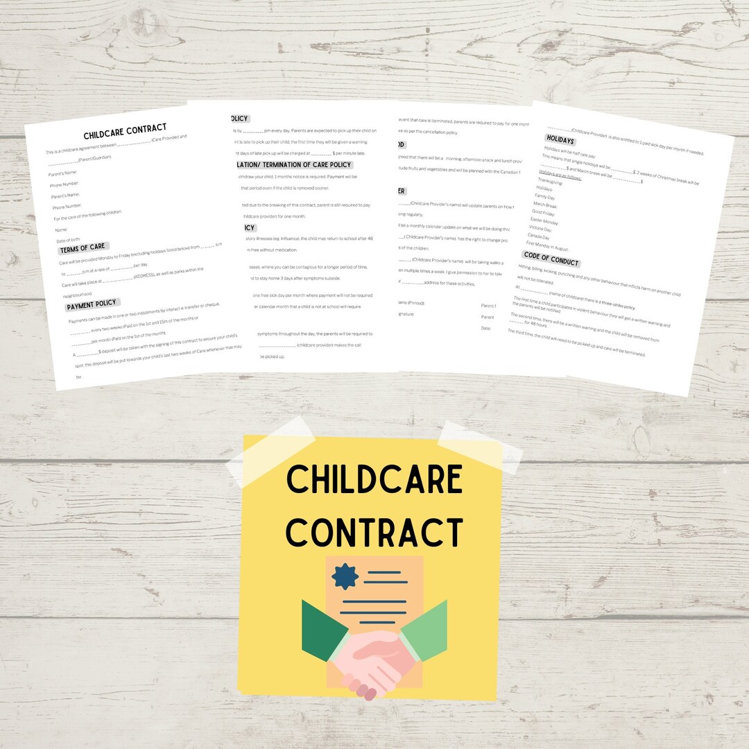 Childcare Contract Etsy