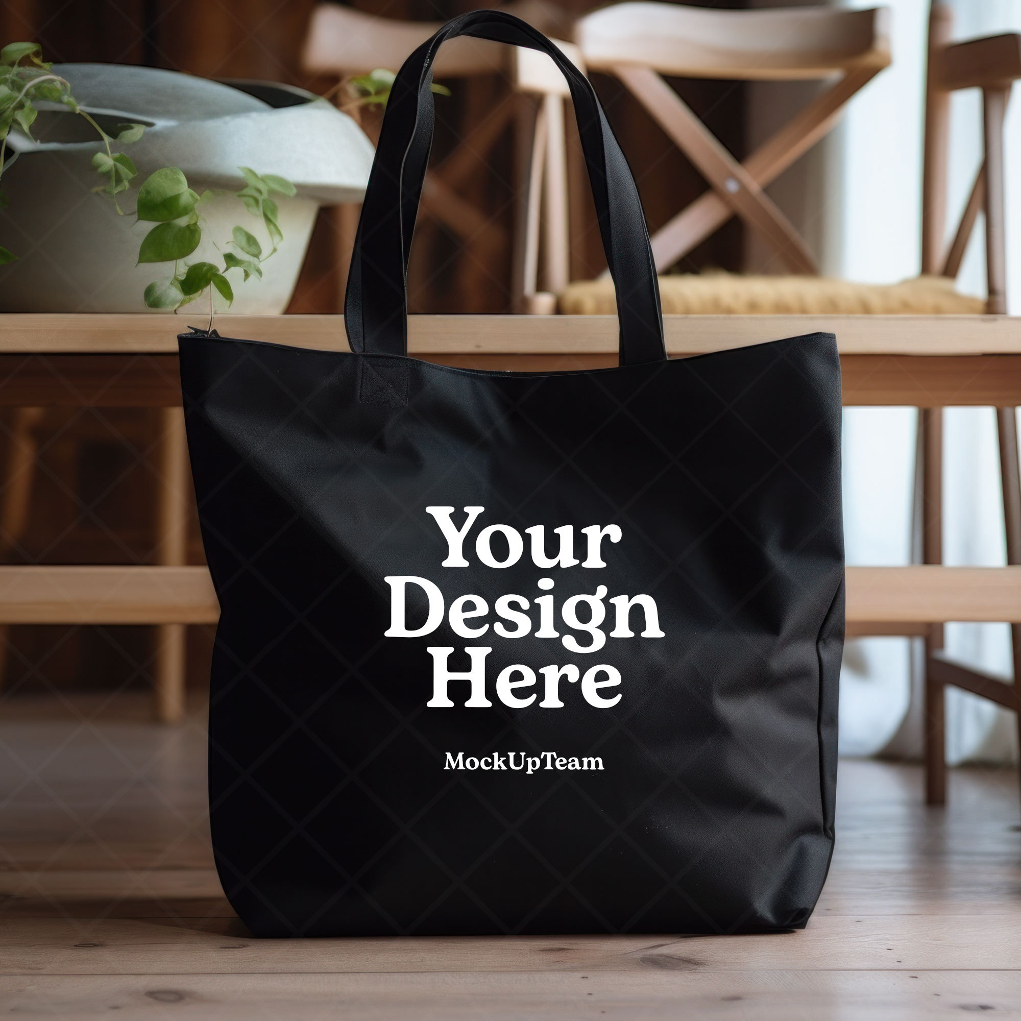 Black tote bag mockup sale