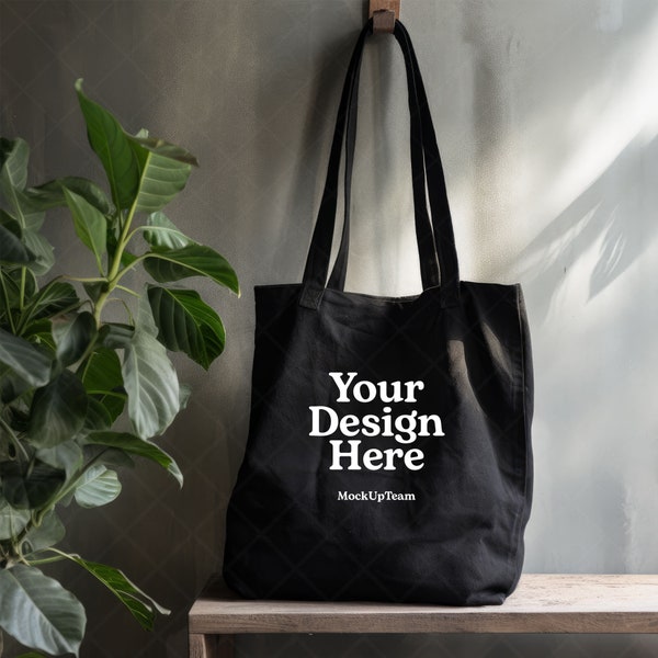 Black Holiday Tote Bag Mockup, Natural Canvas Tote Bag Mock, Black Canvas Tote Bag Mockup, Lifestyle Tote Image, Shopper Bag Mock, JPG