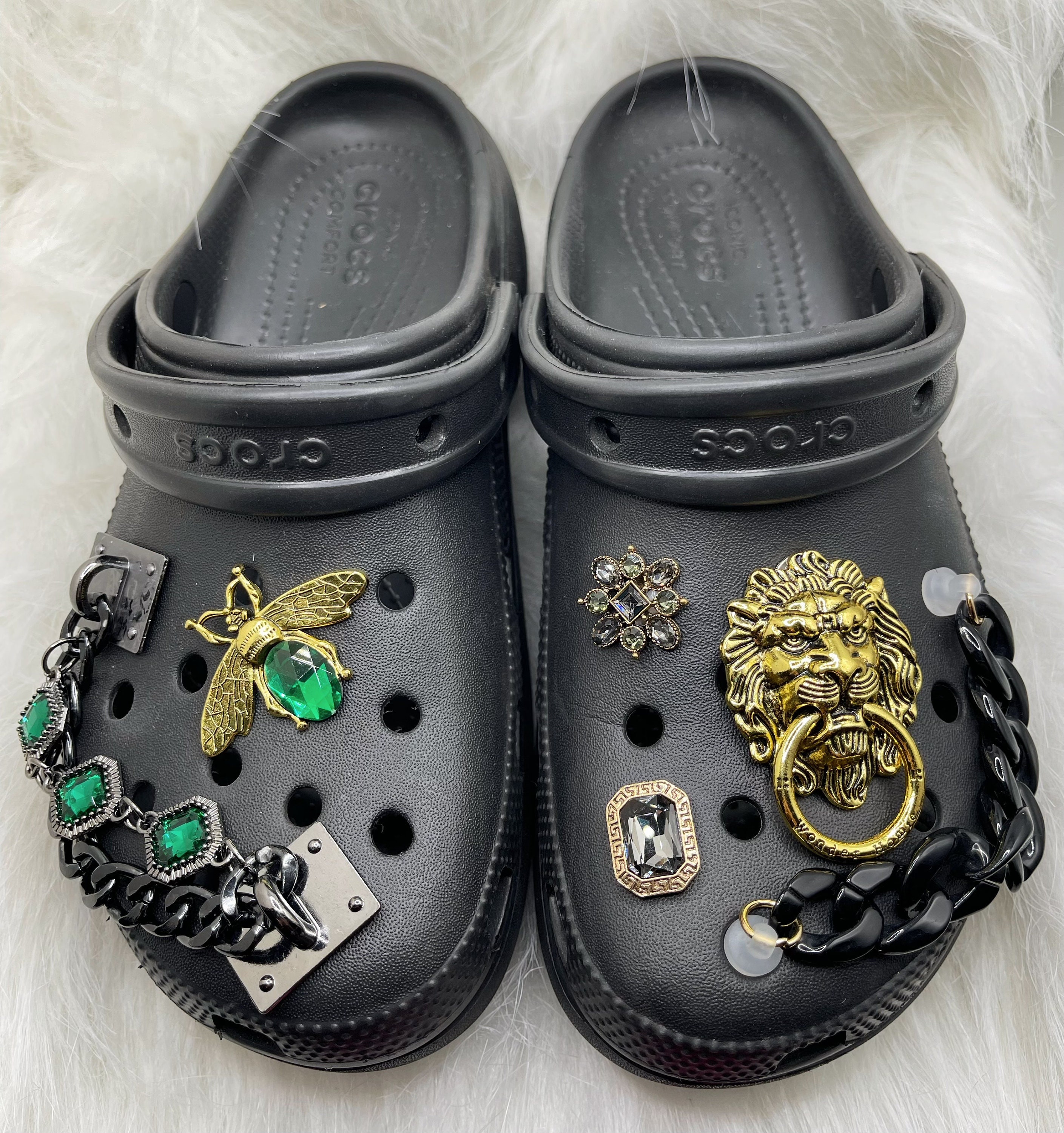 Punk Croc Charms Goth Shoes Accessories Sandals Decorations with Metal  Spikes Chains and Skull Set for Clogs