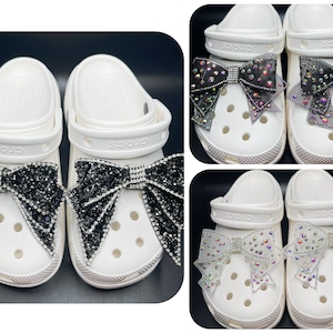 2pcs Bow-Knot Rhinestone Shoe Charm, High Quality Rhinestone charms for Crocs, Glitzy Bow Charm, Decoration Gift for Women Girl