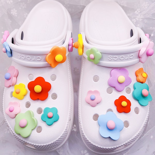 Cute Colorful Flower Shoe Chams for Crocs, Good for Spring, Popular Shoe Pin, Shoe Decoration, Women Girls Kid Birthday/Holiday Gift Idea