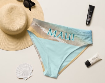 Maui Design High-waisted Bikini Bottom Recycled Plastics to New Fabric