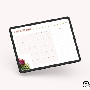 Digital Undated Month at a Glance | Monthly Planner | Monthly Calendar | iPad Planner | PDF Template