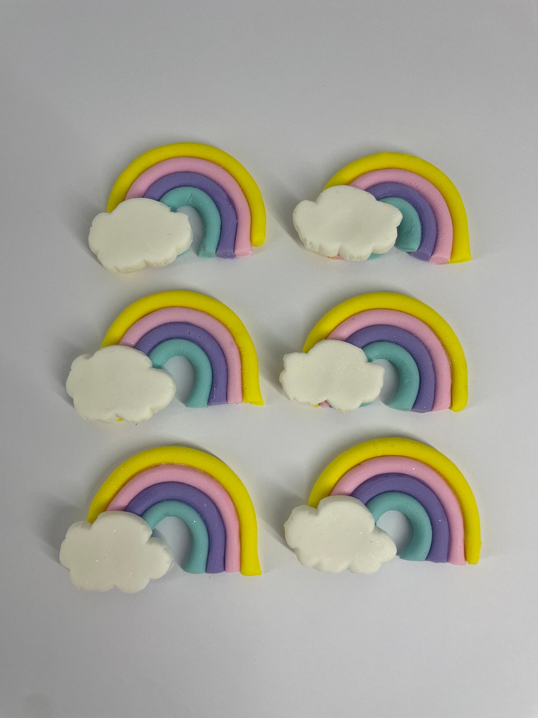 Rainbow Cupcake Topper 6 Pack Etsy