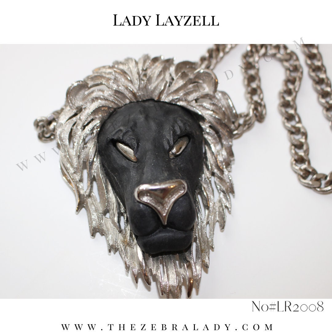 Black Luca Razza Lion Head Necklace Nolr2008 Etsy