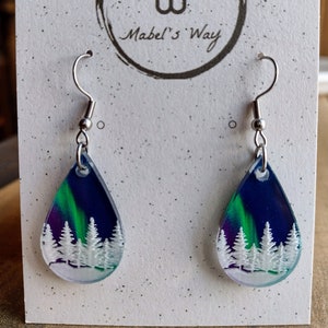 Northern Lights Winter Trees Earrings