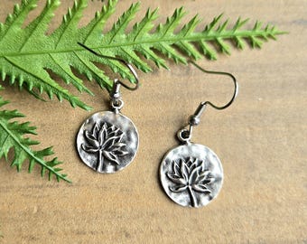 Copper or Silver Lotus Earrings